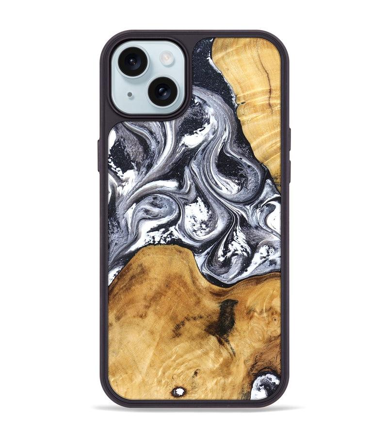 iPhone 15 Plus Wood Phone Case - Alexis (Black & White, 829453)