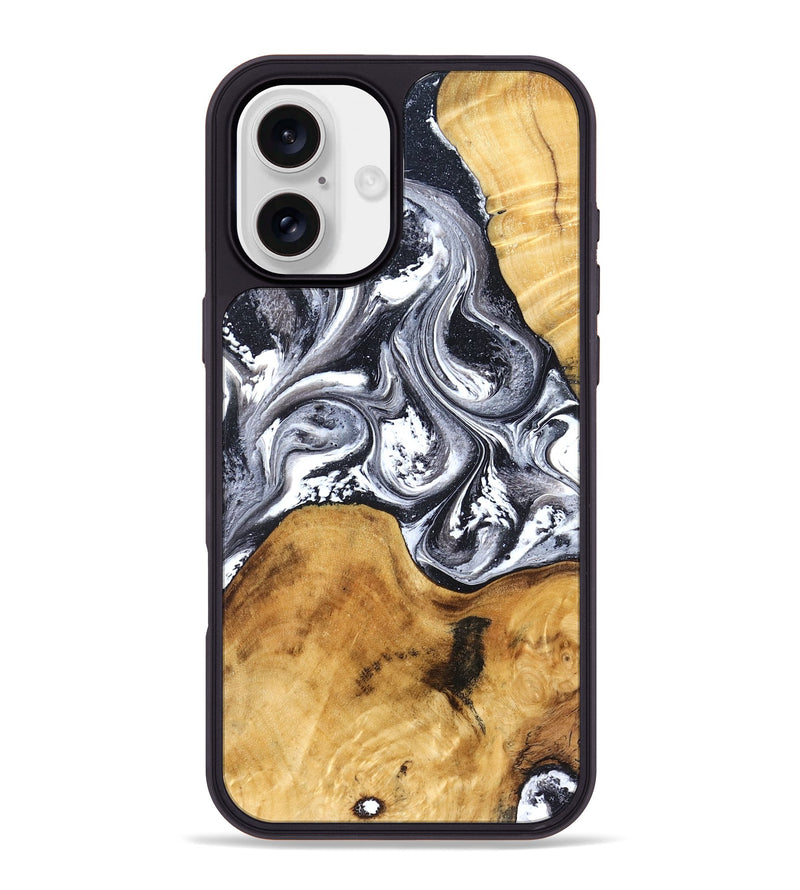 iPhone 16 Plus Wood Phone Case - Alexis (Black & White, 829453)