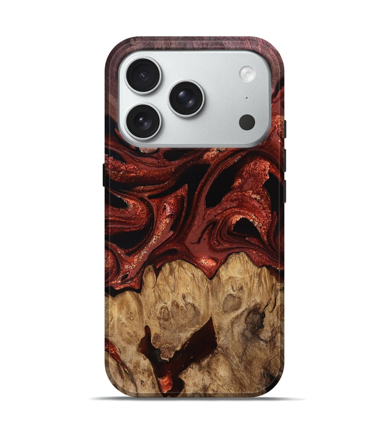 iPhone 18 Pro Wood Live Edge Phone Case - Freyja (Red, 829456)