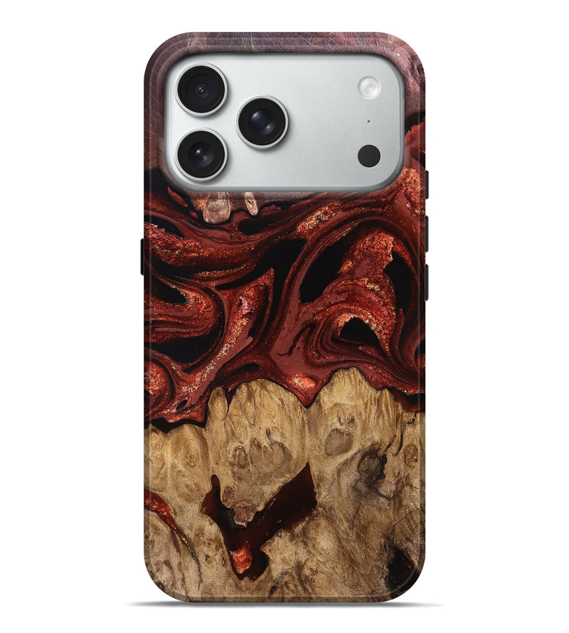iPhone 18 Pro Max Wood Live Edge Phone Case - Freyja (Red, 829456)