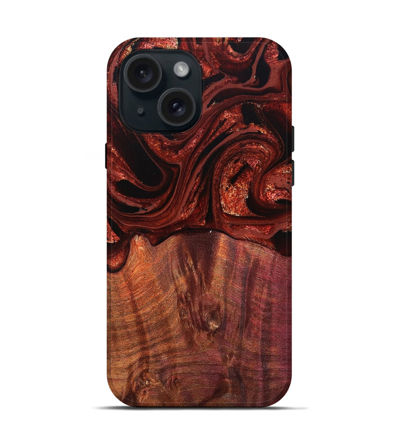 iPhone 15 Wood Live Edge Phone Case - Xyla (Red, 829459)
