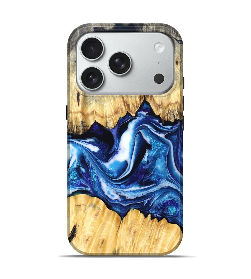 iPhone 18 Pro Wood Live Edge Phone Case - Zeke (Blue, 829462)