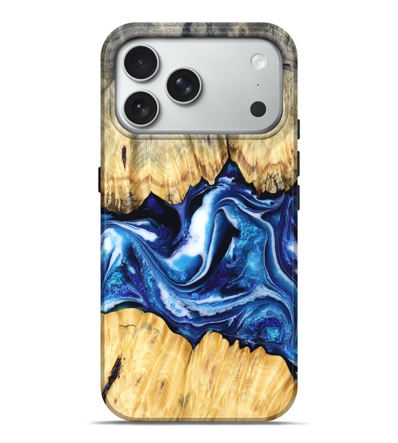 iPhone 18 Pro Max Wood Live Edge Phone Case - Zeke (Blue, 829462)