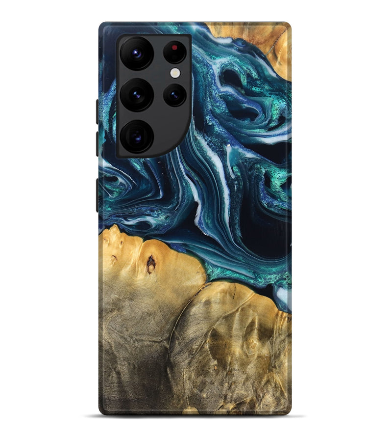 Galaxy S22 Ultra Wood Live Edge Phone Case - Trish (Blue, 829467)