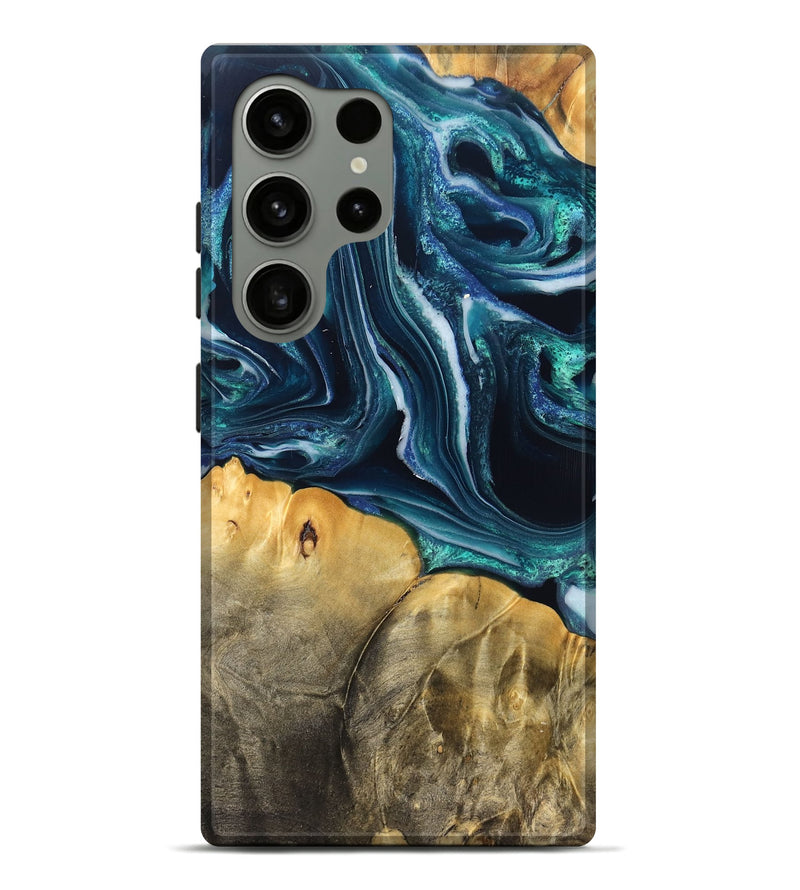 Galaxy S24 Ultra Wood Live Edge Phone Case - Trish (Blue, 829467)