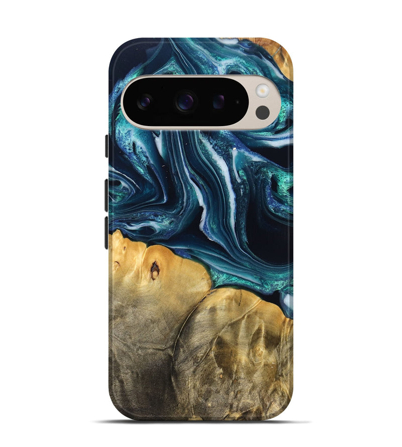 Pixel 9 Wood Live Edge Phone Case - Trish (Blue, 829467)