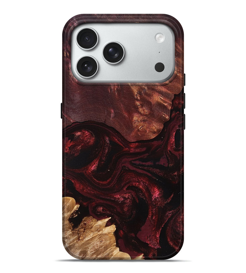 iPhone 18 Pro Max Wood Live Edge Phone Case - David (Red, 829472)