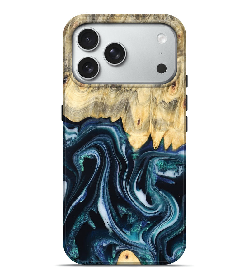 iPhone 18 Pro Max Wood Live Edge Phone Case - Esta (Blue, 829480)
