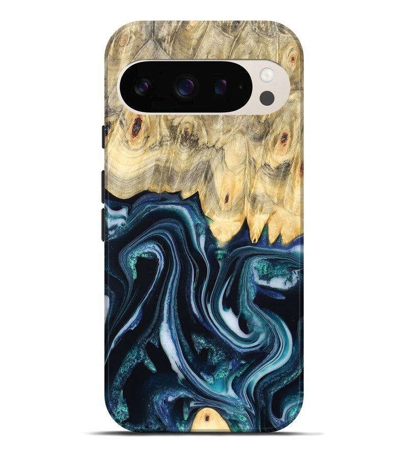 Pixel 10 Pro XL Wood Live Edge Phone Case - Esta (Blue, 829480)