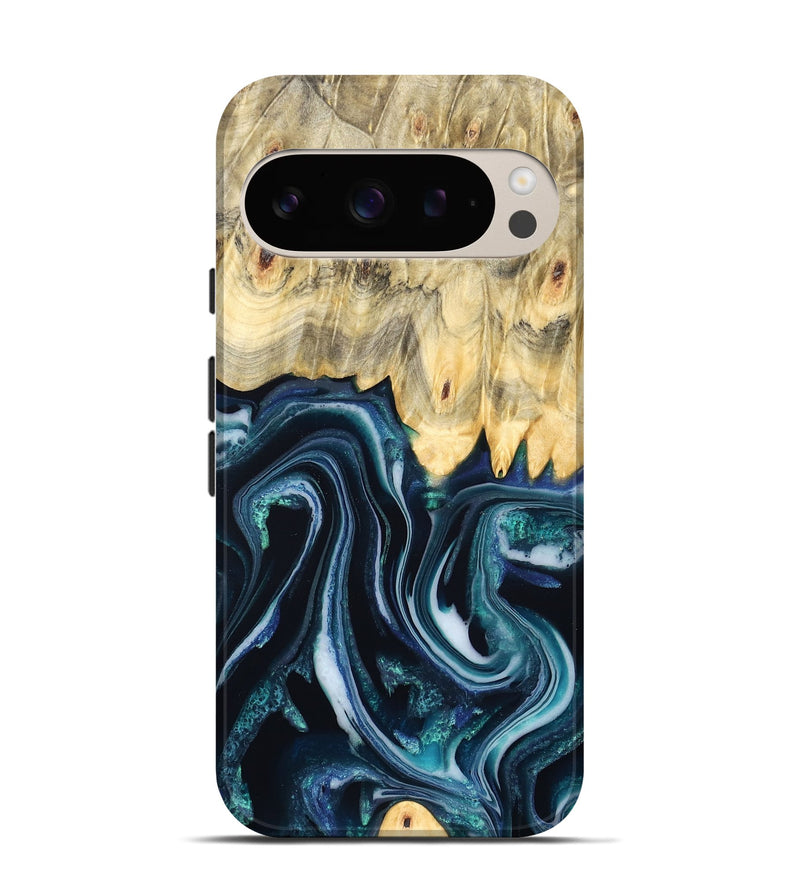 Pixel 9 Wood Live Edge Phone Case - Esta (Blue, 829480)