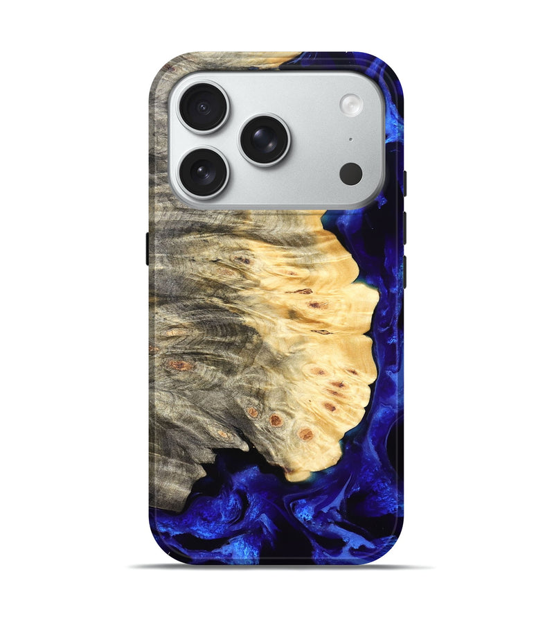 iPhone 18 Pro Wood Live Edge Phone Case - Gay (Blue, 829485)
