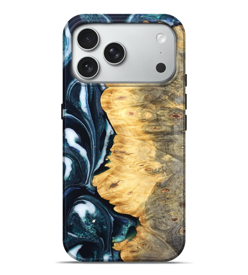 iPhone 18 Pro Max Wood Live Edge Phone Case - Wrenlee (Blue, 829486)