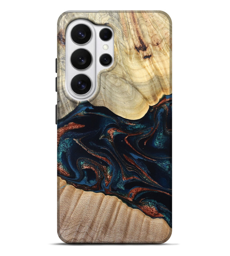 Galaxy S26 Ultra Wood Live Edge Phone Case - Coleen (Teal & Gold, 829495)