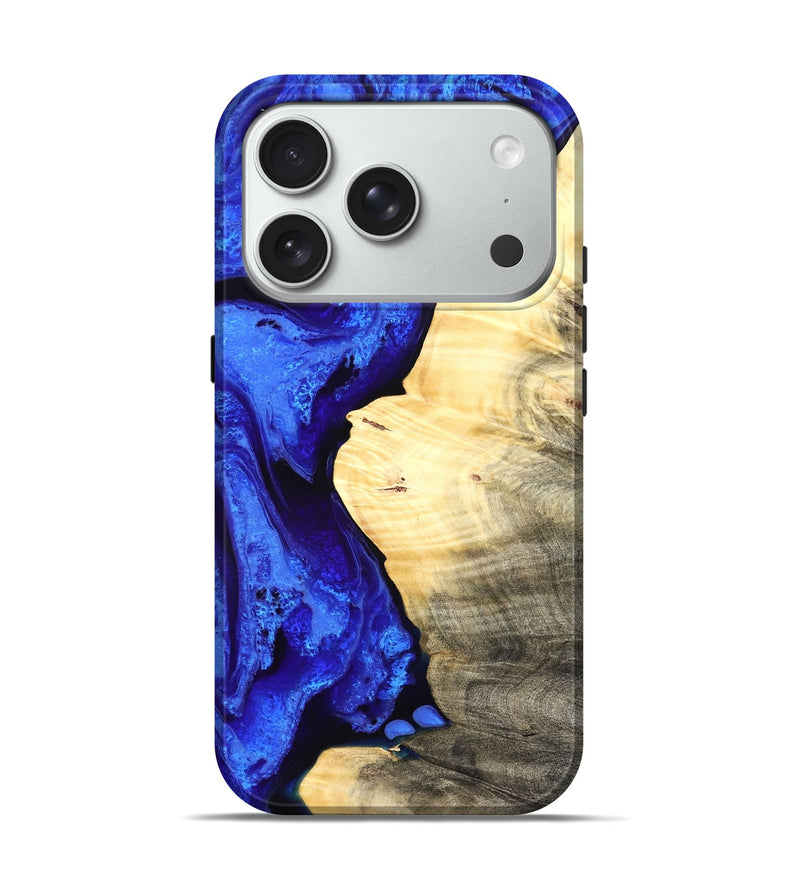 iPhone 18 Pro Wood Live Edge Phone Case - Carey (Blue, 829497)