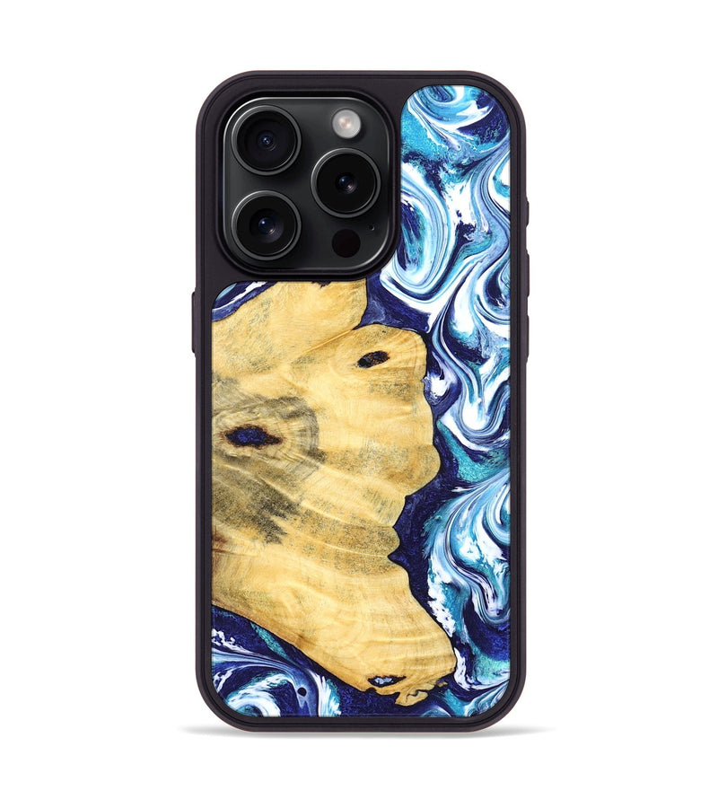 iPhone 15 Pro Wood Phone Case - Clemmie (Blue, 829666)