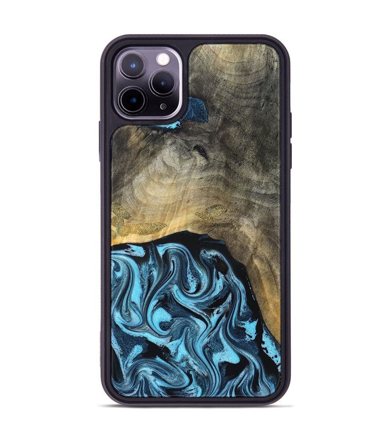 iPhone 11 Pro Max Wood Phone Case - Izael (Blue, 829669)
