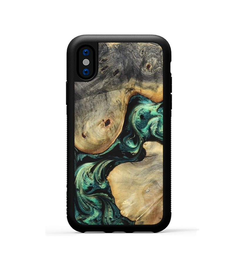 iPhone Xs Wood Phone Case - Ariah (Green, 829700)