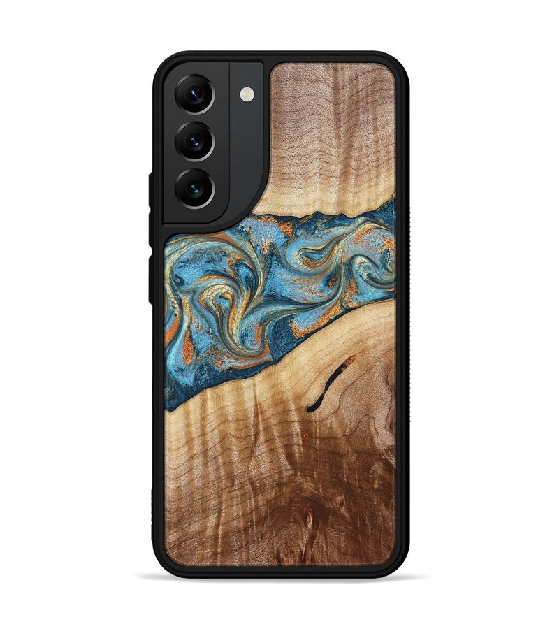 Galaxy S22 Plus Wood Phone Case - Tyrese (Teal & Gold, 829704)