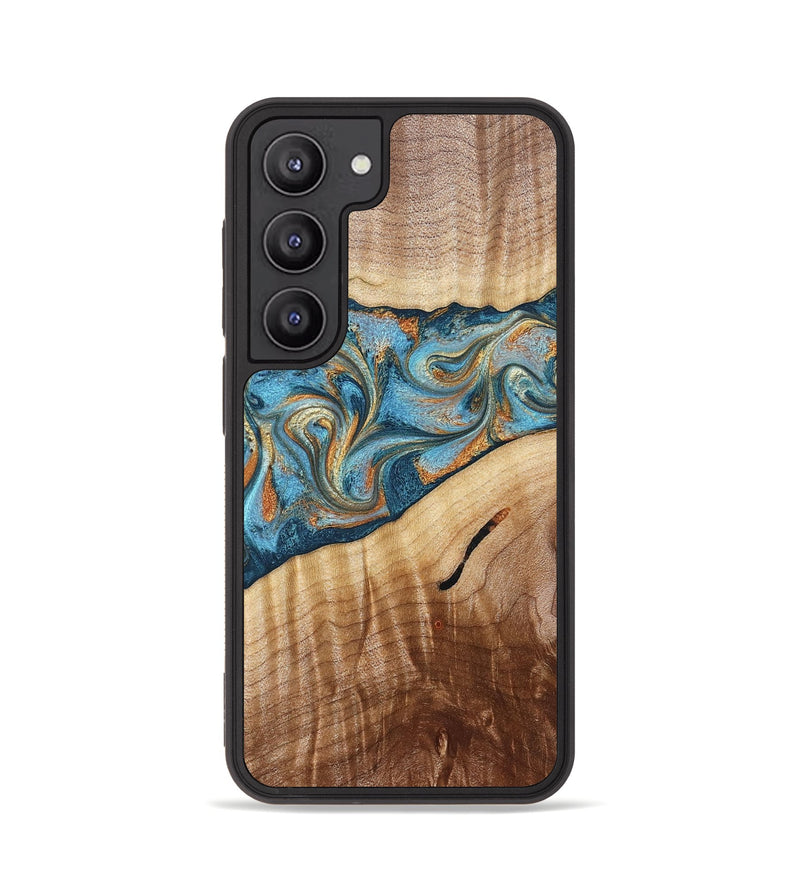 Galaxy S23 Wood Phone Case - Tyrese (Teal & Gold, 829704)
