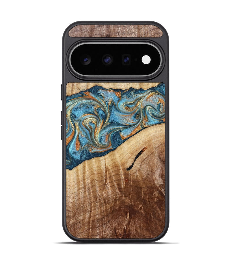 Pixel 11 Pro Wood Phone Case - Tyrese (Teal & Gold, 829704)