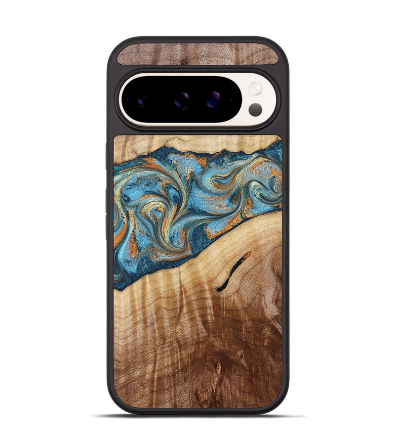Pixel 9 Wood Phone Case - Tyrese (Teal & Gold, 829704)