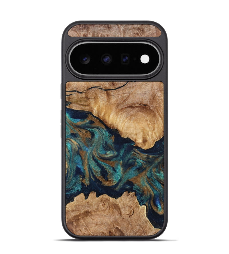 Pixel 11 Pro Wood Phone Case - Makaila (Teal & Gold, 829711)
