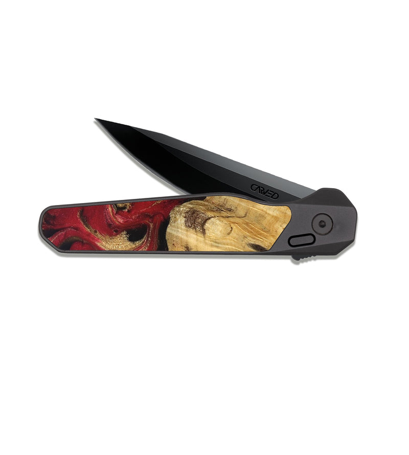 EDC Dark Slate Wood Pocket Knife - Mina (Red, 829714)