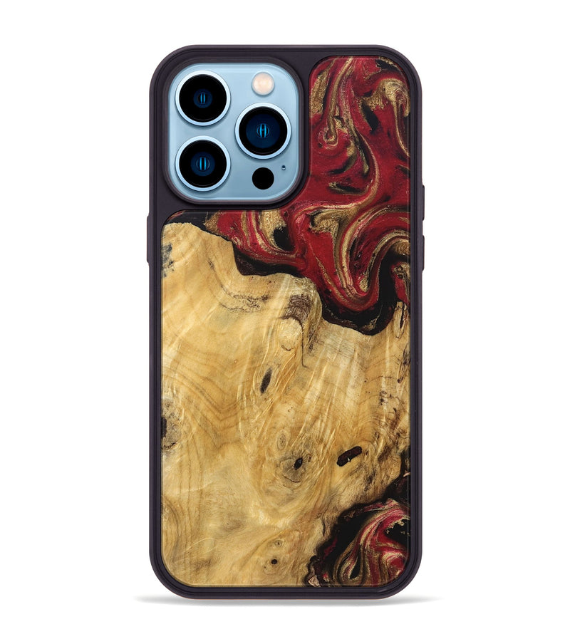 iPhone 14 Pro Max Wood Phone Case - Mina (Red, 829714)
