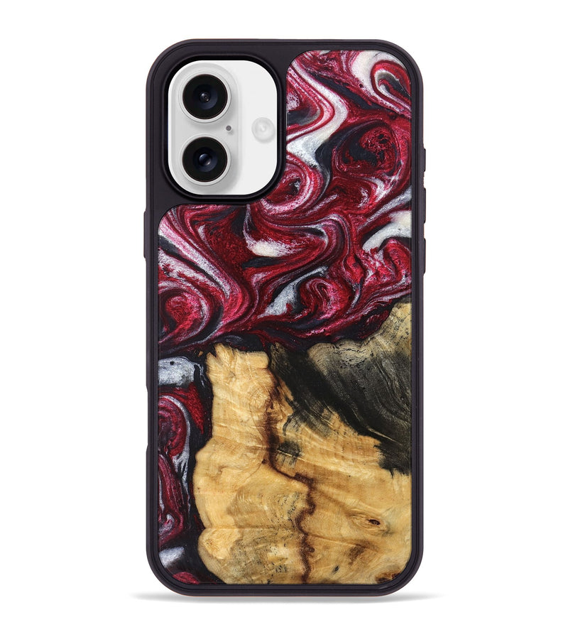 iPhone 16 Plus Wood Phone Case - Cleve (Red, 829717)