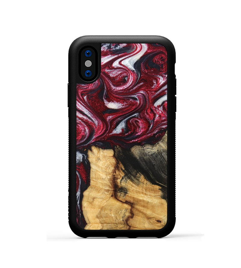 iPhone Xs Wood Phone Case - Cleve (Red, 829717)
