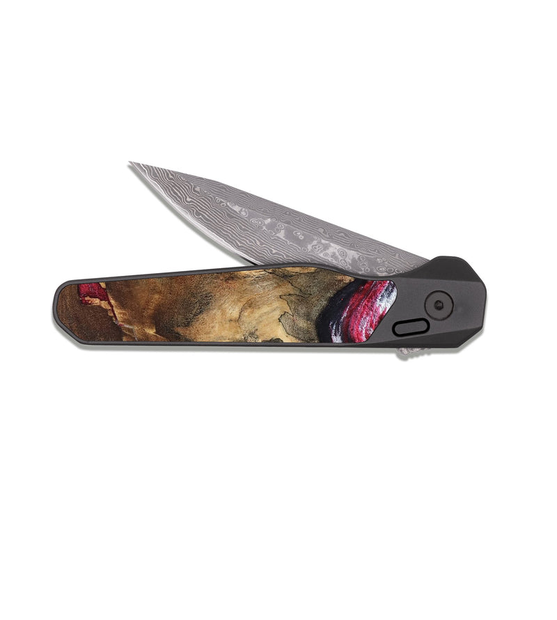EDC Dark Damascus Wood Pocket Knife - Chaya (Red, 829722)