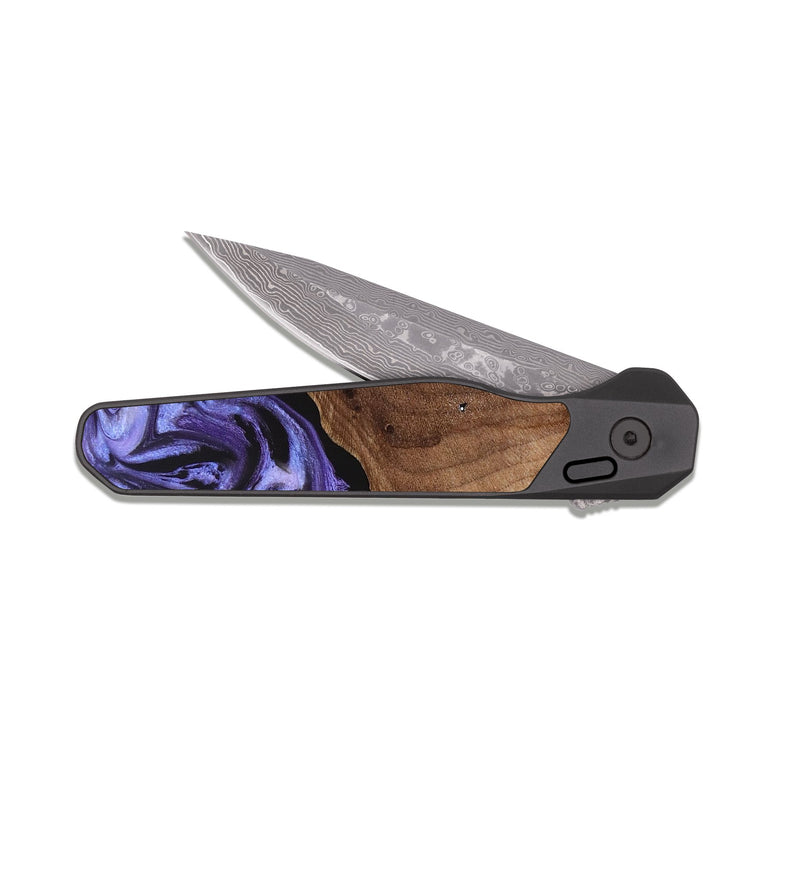 EDC Dark Damascus Wood Pocket Knife - Scot (Purple, 829729)