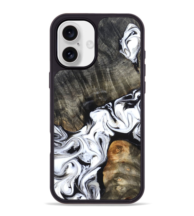iPhone 16 Plus Wood Phone Case - Deidre (Black & White, 829735)