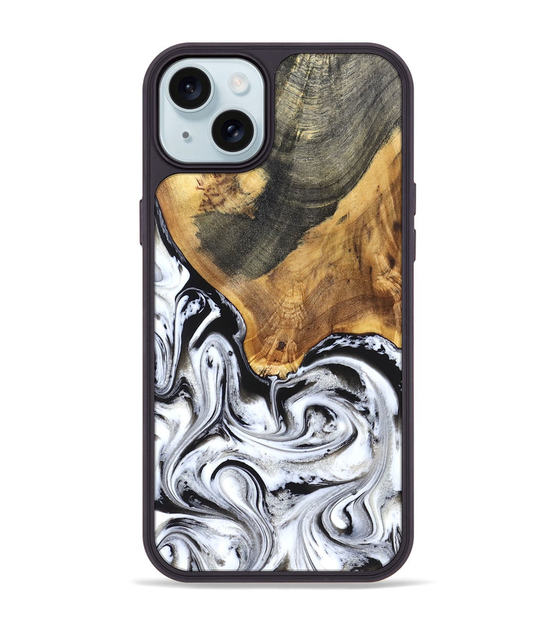 iPhone 15 Plus Wood Phone Case - Trinity (Black & White, 829736)