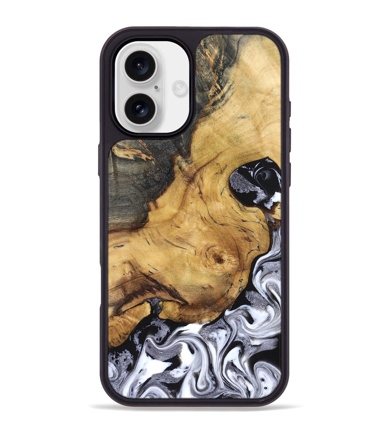 iPhone 16 Plus Wood Phone Case - Teresa (Black & White, 829737)