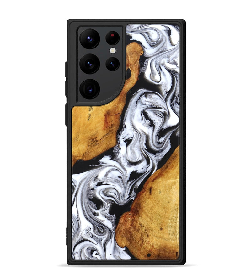 Galaxy S22 Ultra Wood Phone Case - Castiel (Black & White, 829738)