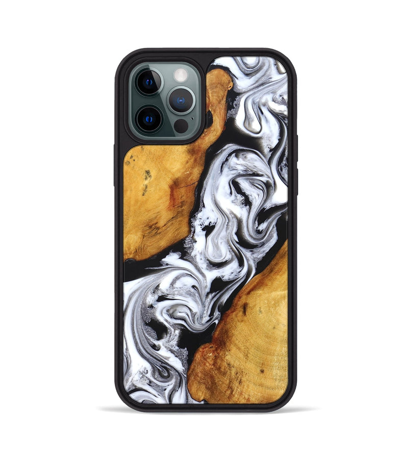 iPhone 12 Pro Wood Phone Case - Castiel (Black & White, 829738)