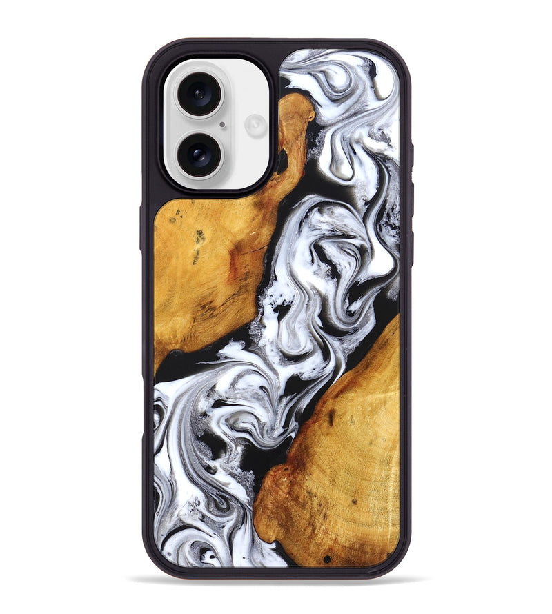 iPhone 16 Plus Wood Phone Case - Castiel (Black & White, 829738)