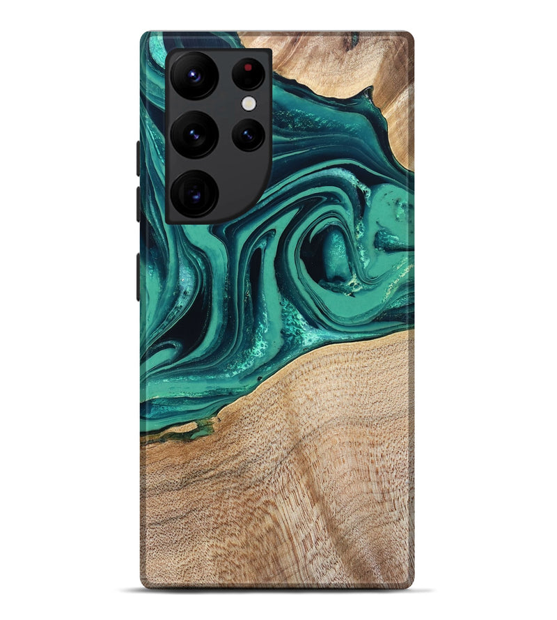 Galaxy S22 Ultra Wood Live Edge Phone Case - Kattie (Green, 829783)