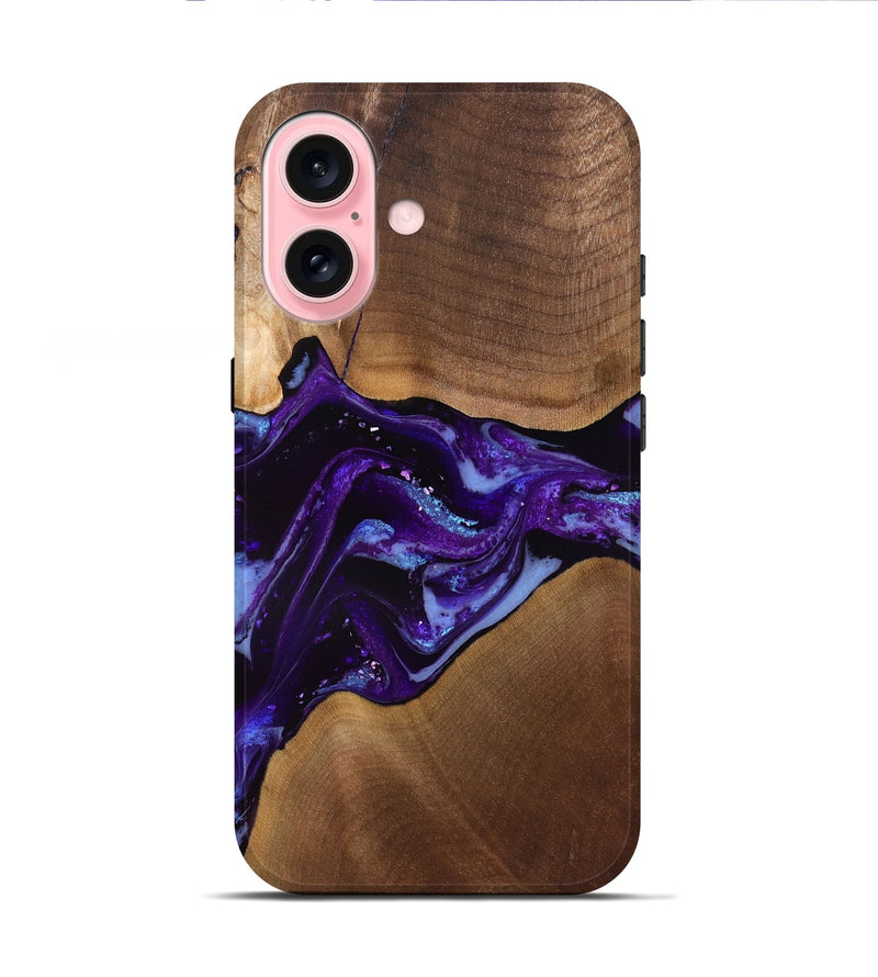 iPhone 16 Wood Live Edge Phone Case - Cierra (Purple, 829793)