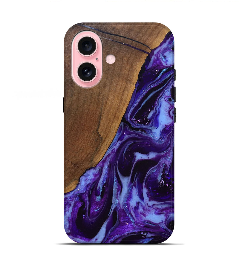 iPhone 16 Wood Live Edge Phone Case - Koen (Purple, 829794)