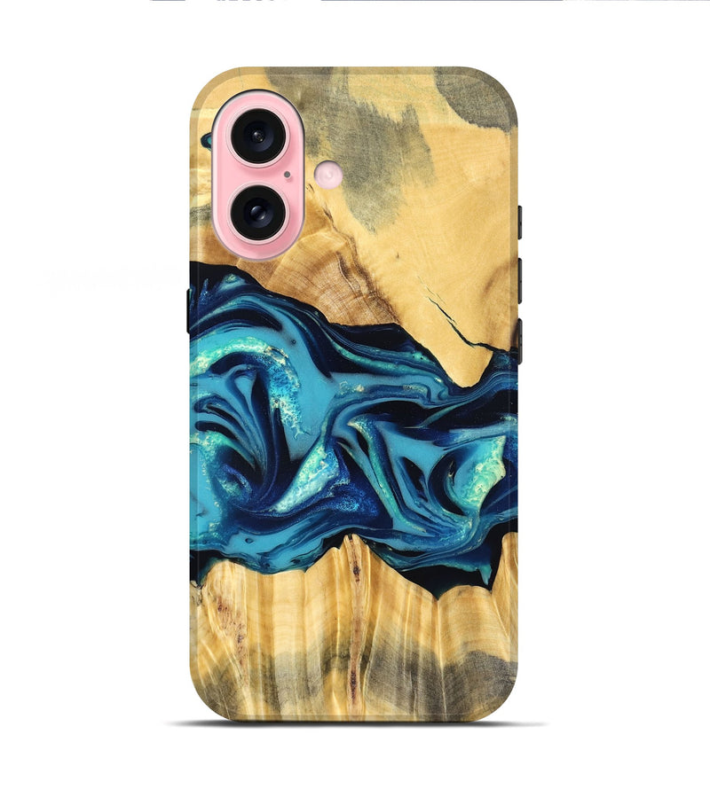 iPhone 16 Wood Live Edge Phone Case - Daron (Blue, 829800)