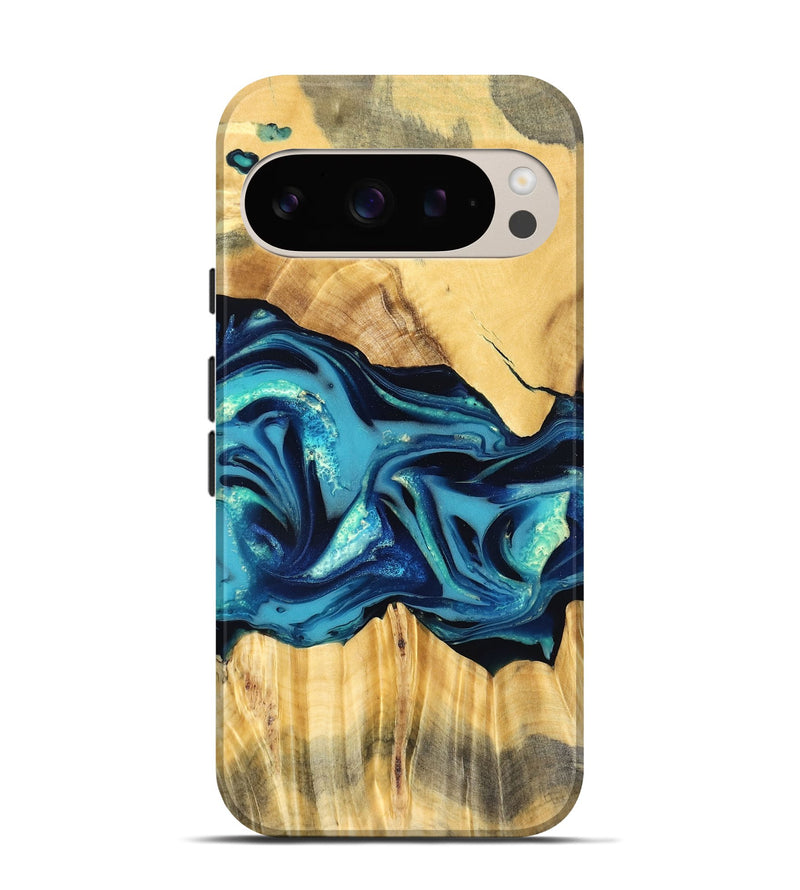 Pixel 9 Wood Live Edge Phone Case - Daron (Blue, 829800)