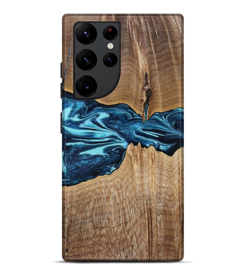 Galaxy S22 Ultra Wood Live Edge Phone Case - Zackary (Blue, 829804)