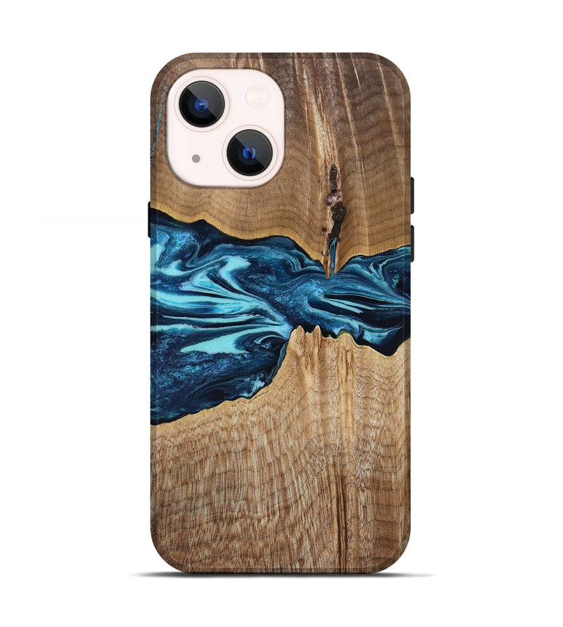 iPhone 13 Wood Live Edge Phone Case - Zackary (Blue, 829804)