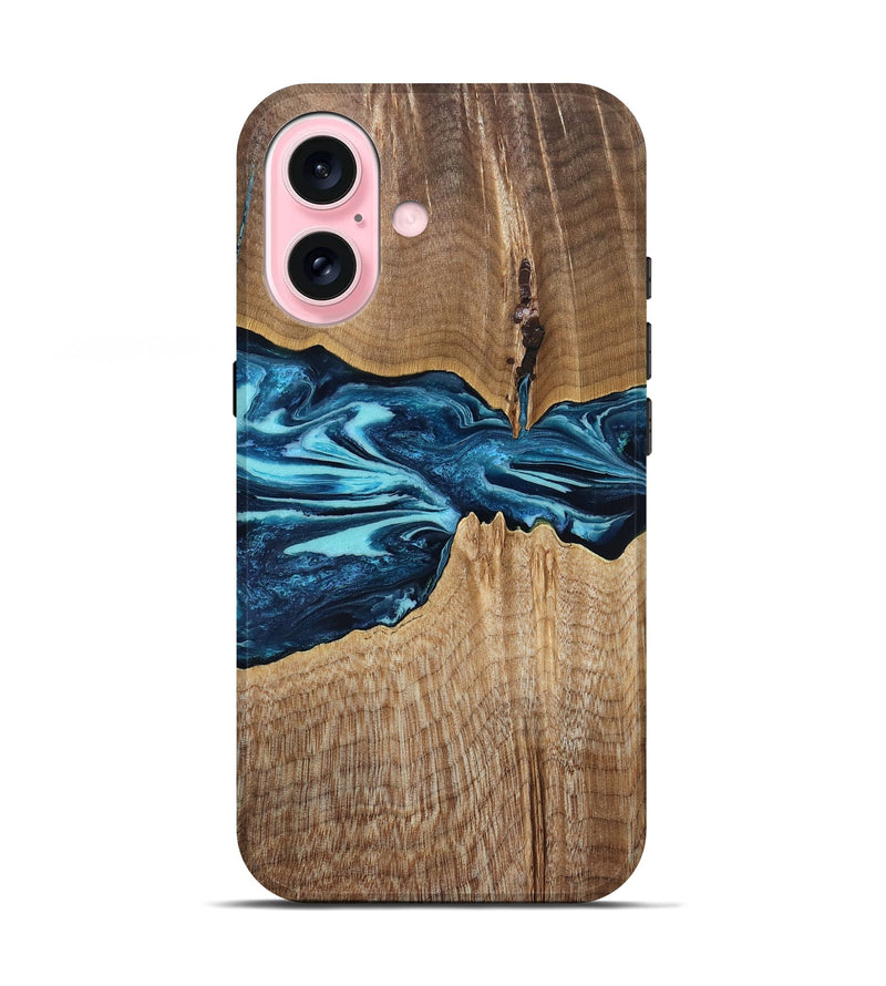 iPhone 17 Wood Live Edge Phone Case - Zackary (Blue, 829804)