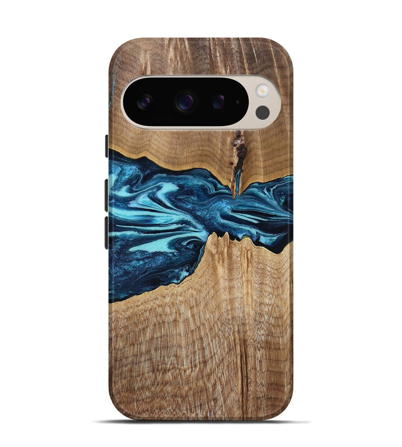 Pixel 9 Wood Live Edge Phone Case - Zackary (Blue, 829804)