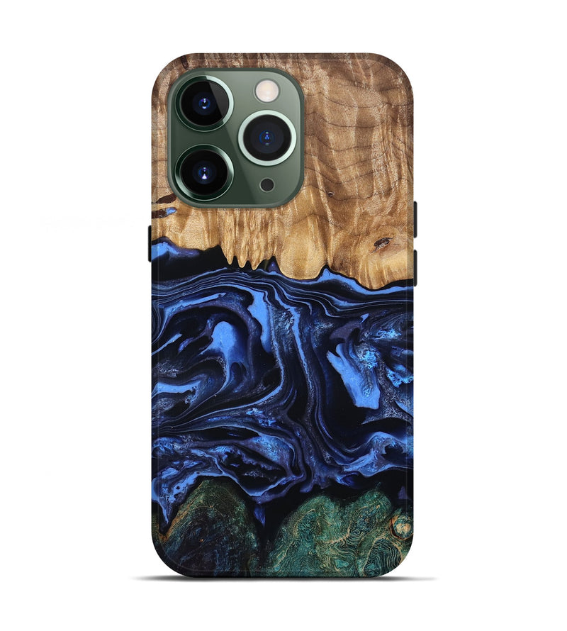 iPhone 13 Pro Wood Live Edge Phone Case - Shmuel (Blue, 829807)