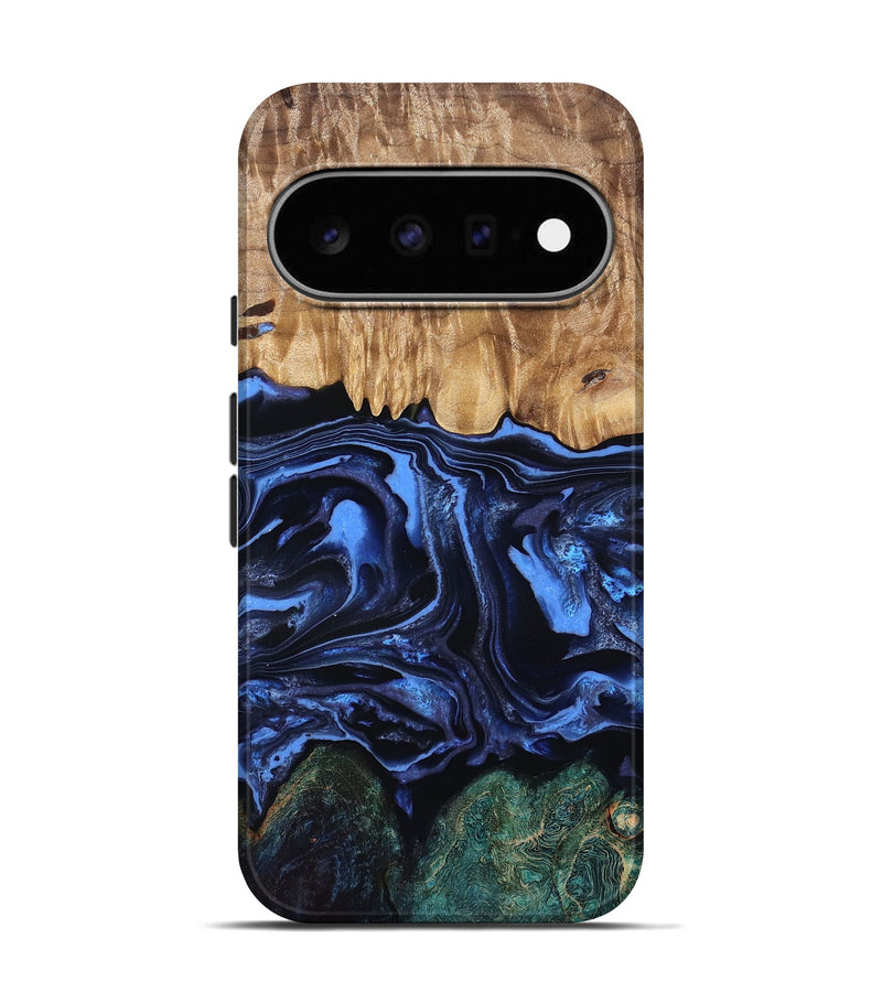 Pixel 11 Pro Wood Live Edge Phone Case - Shmuel (Blue, 829807)