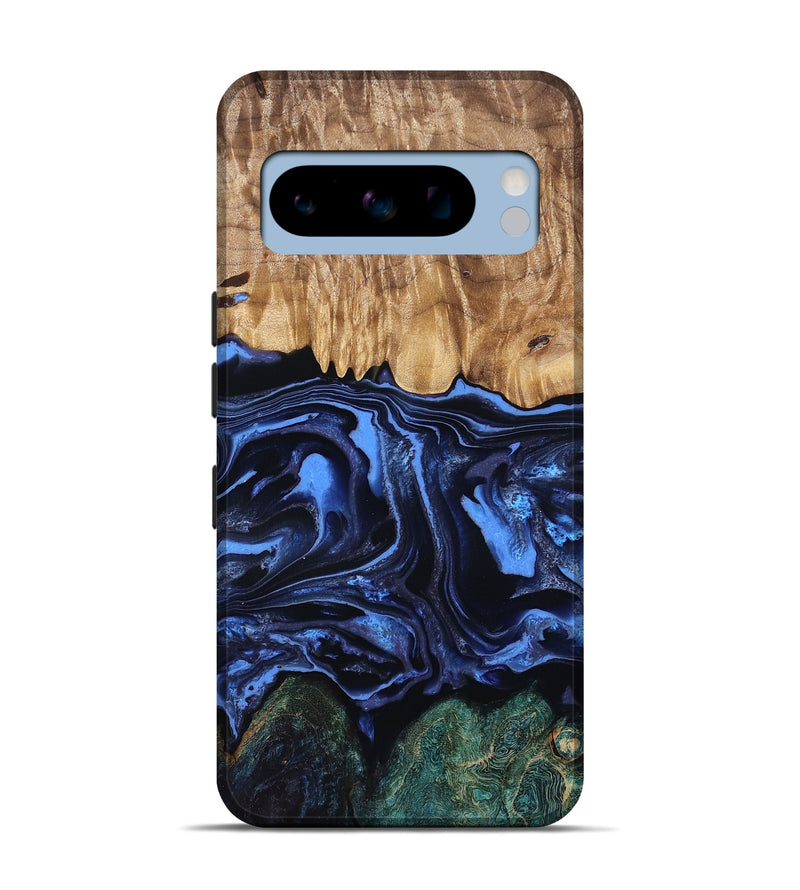 Pixel 8 Pro Wood Live Edge Phone Case - Shmuel (Blue, 829807)